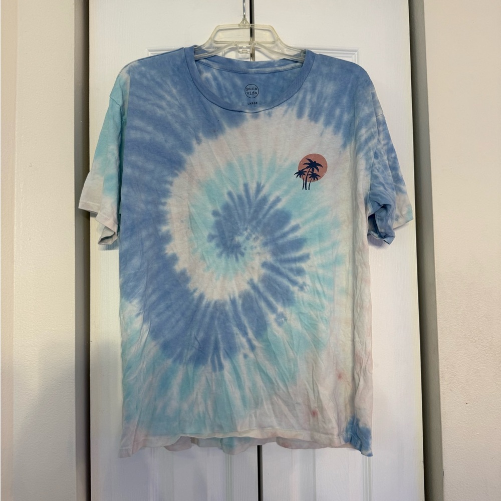 Pura Vida Light Blue Tie-Dye Tee